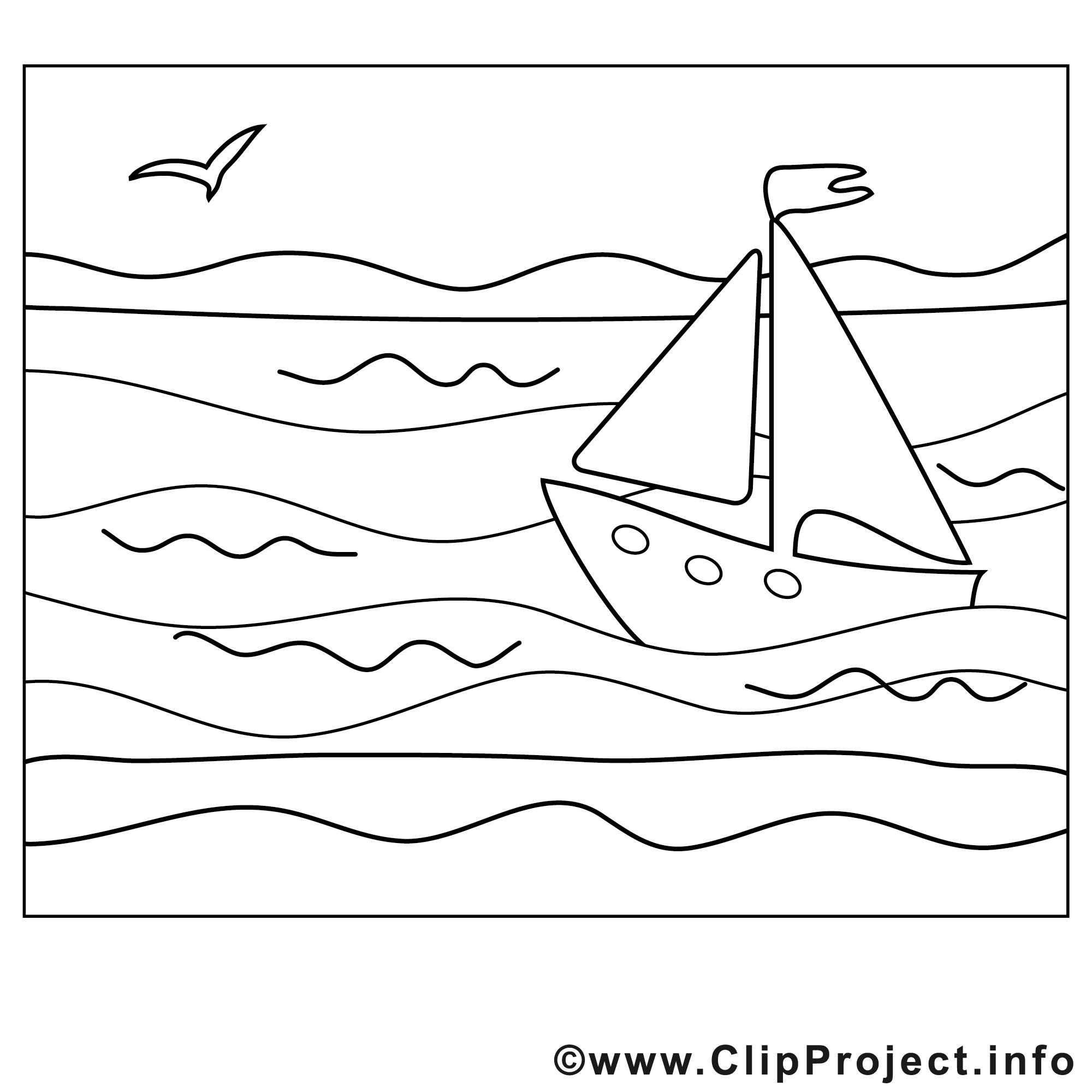 Bateau mer image – Été images à colorier  Été coloriages dessin