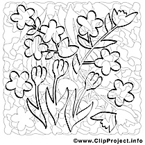 Fleurs clip art – Printemps image à colorier